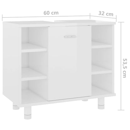 Badkamerkast 60X32X53,5 Cm Spaanplaat Hoogglans wit