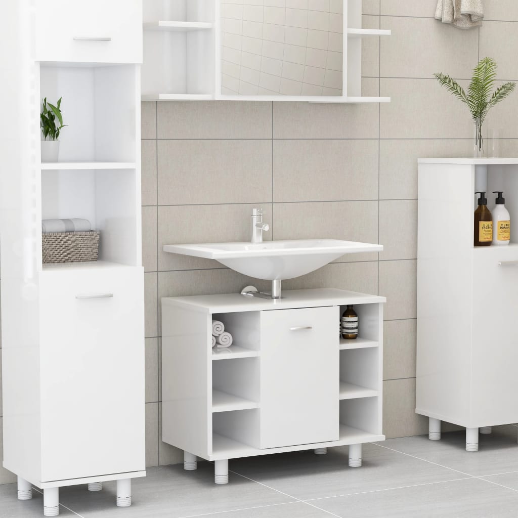 Badkamerkast 60X32X53,5 Cm Spaanplaat Hoogglans wit
