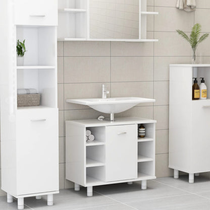 Badkamerkast 60X32X53,5 Cm Spaanplaat Hoogglans wit
