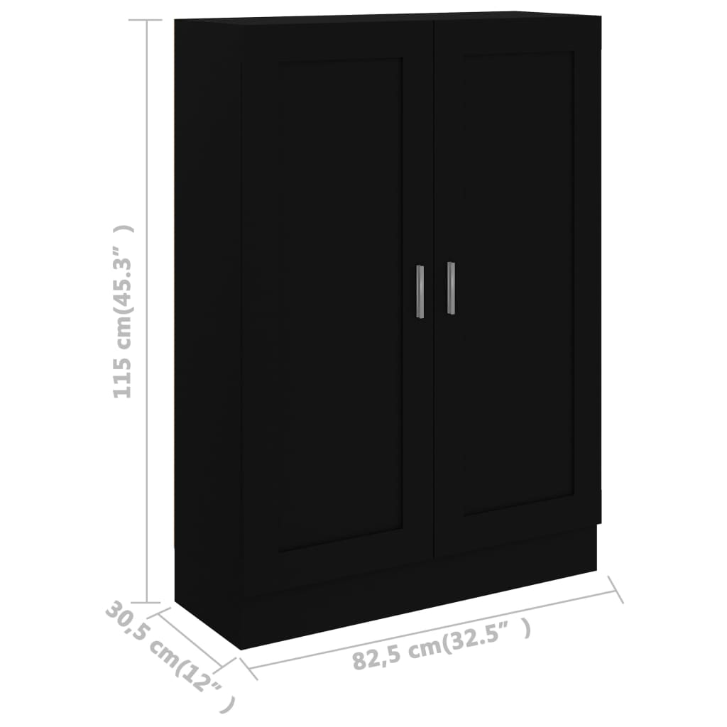 Boekenkast 82,5x30,5x115 cm spaanplaat zwart