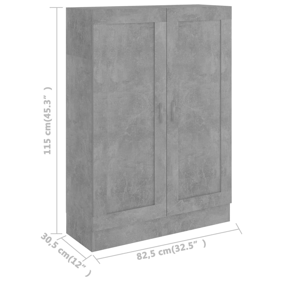 Boekenkast 82,5X30,5X5 Cm Spaanplaat 82.5 x 30.5 x 115 cm Betongrijs