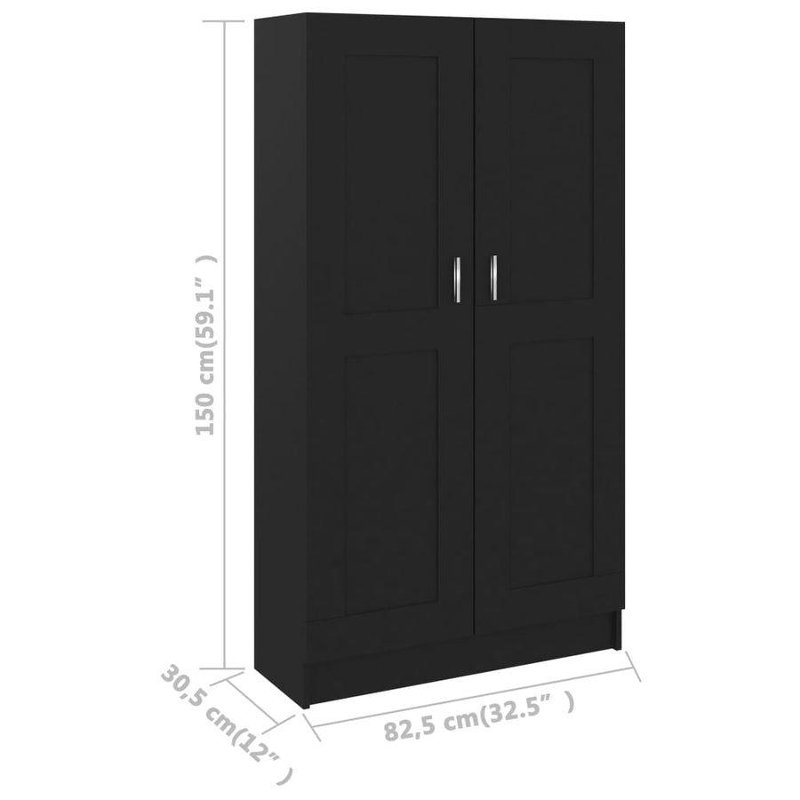 Boekenkast 82,5X30,5X50 Cm Spaanplaat 82.5 x 30.5 x 150 cm Zwart