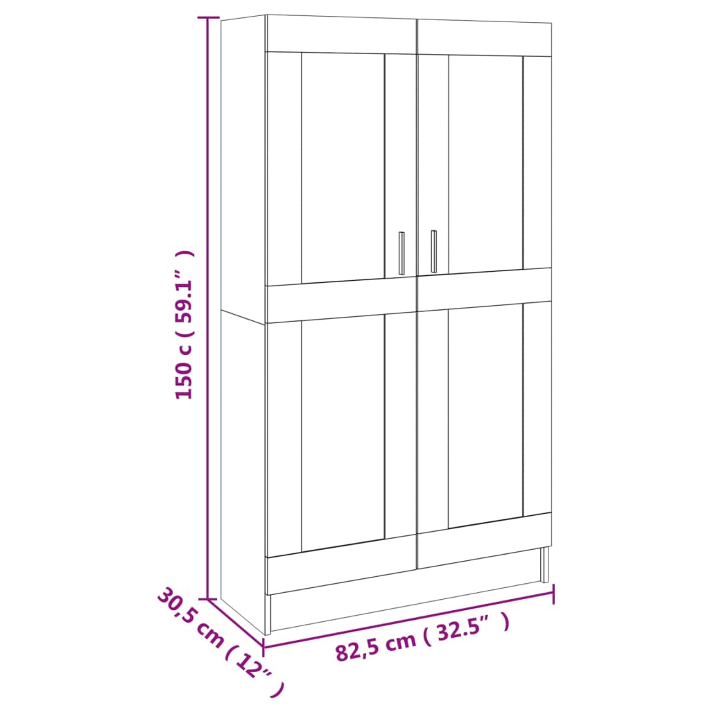 Boekenkast 82,5X30,5X50 Cm Spaanplaat 82.5 x 30.5 x 150 cm Betongrijs
