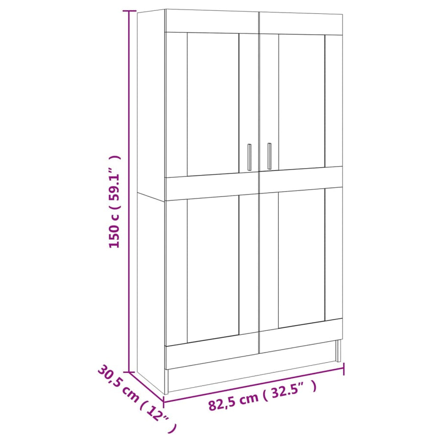 Boekenkast 82,5X30,5X50 Cm Spaanplaat 82.5 x 30.5 x 150 cm Betongrijs