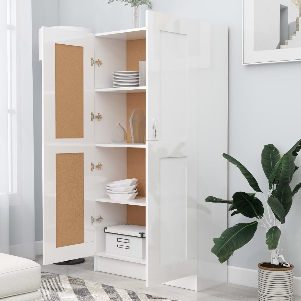 Boekenkast 82,5X30,5X50 Cm Bewerkt Hout 82.5 x 30.5 x 150 cm Hoogglans wit