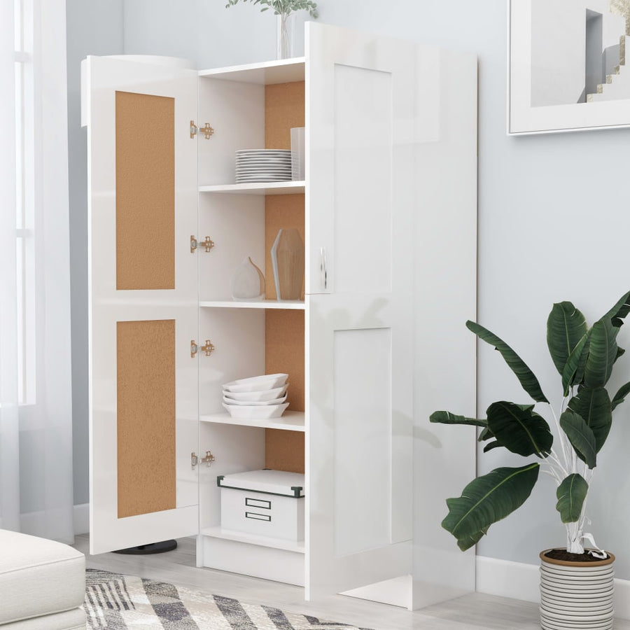 Boekenkast 82,5X30,5X50 Cm Bewerkt Hout 82.5 x 30.5 x 150 cm Hoogglans wit