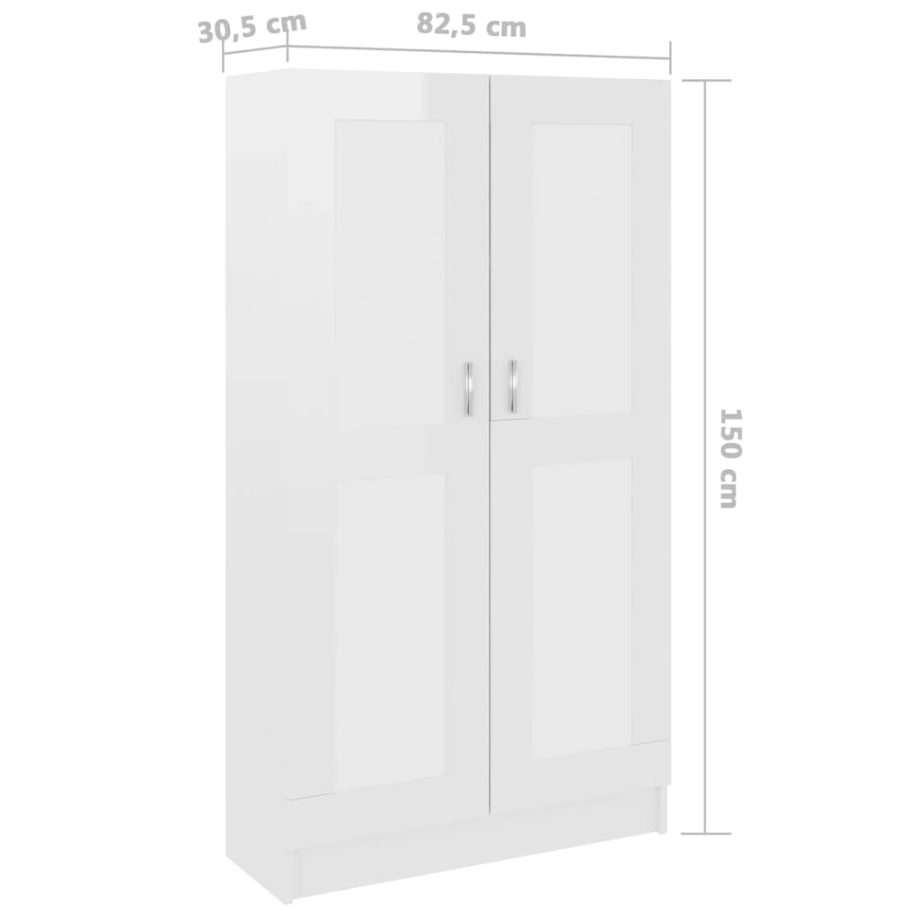 Boekenkast 82,5X30,5X50 Cm Bewerkt Hout 82.5 x 30.5 x 150 cm Hoogglans wit
