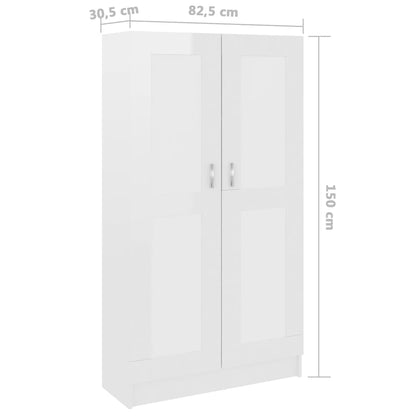 Boekenkast 82,5X30,5X50 Cm Bewerkt Hout 82.5 x 30.5 x 150 cm Hoogglans wit