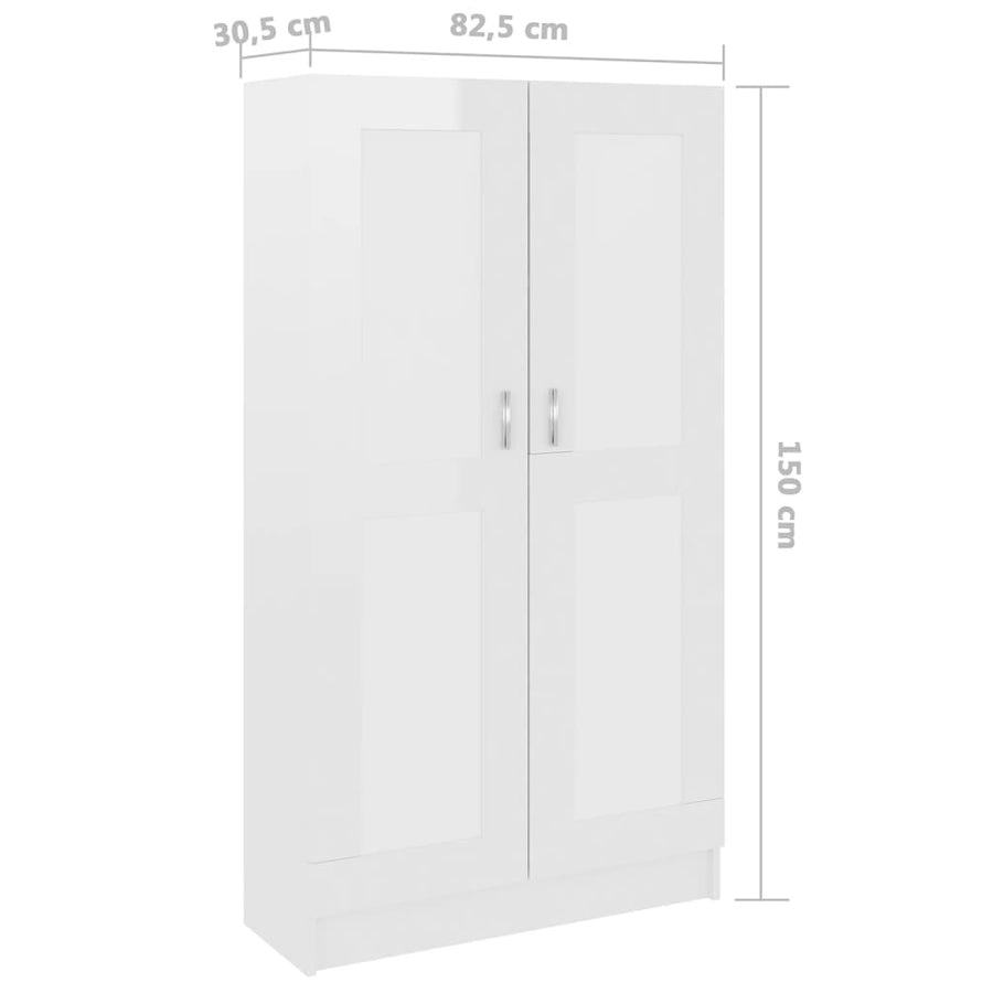 Boekenkast 82,5X30,5X50 Cm Bewerkt Hout 82.5 x 30.5 x 150 cm Hoogglans wit