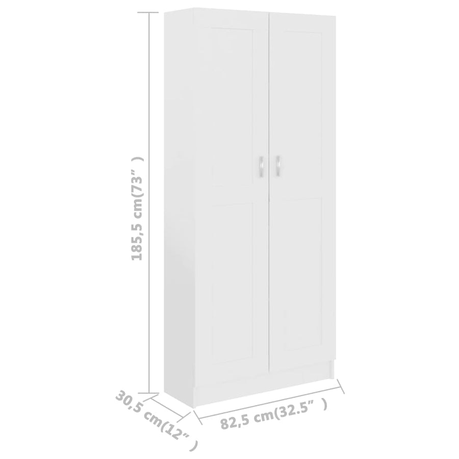 Boekenkast 82,5X30,5X85,5 Cm Spaanplaat 82.5 x 30.5 x 185.5 cm Wit