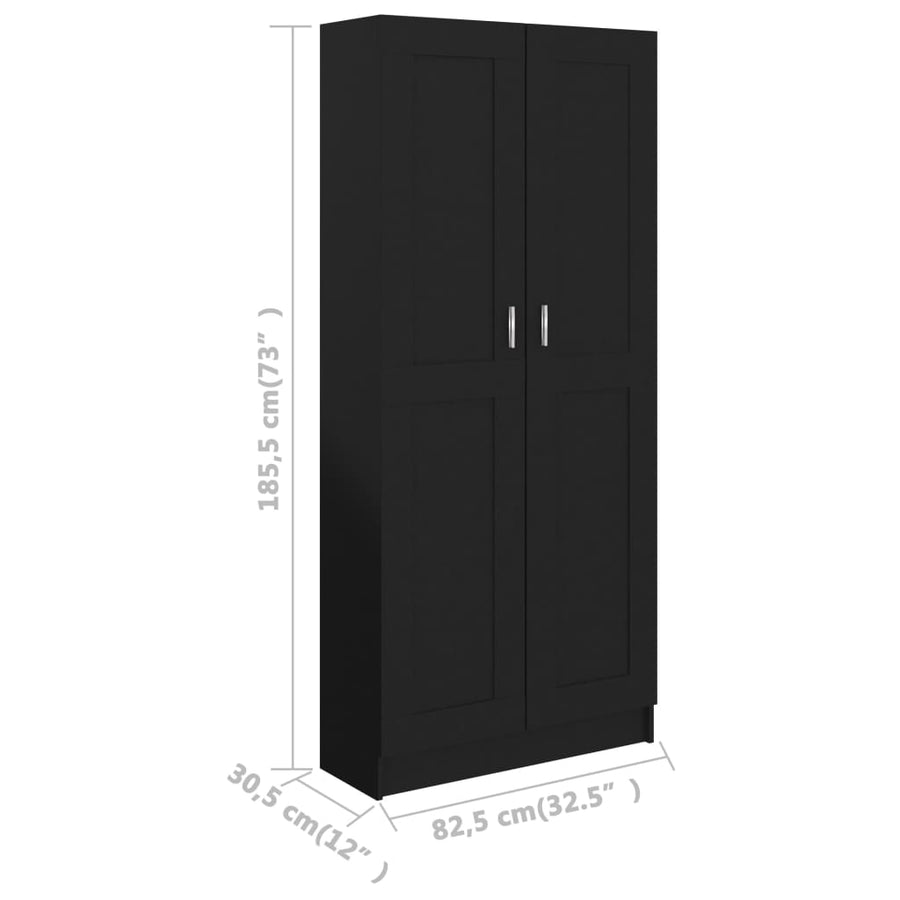 Boekenkast 82,5X30,5X85,5 Cm Spaanplaat 82.5 x 30.5 x 185.5 cm Zwart