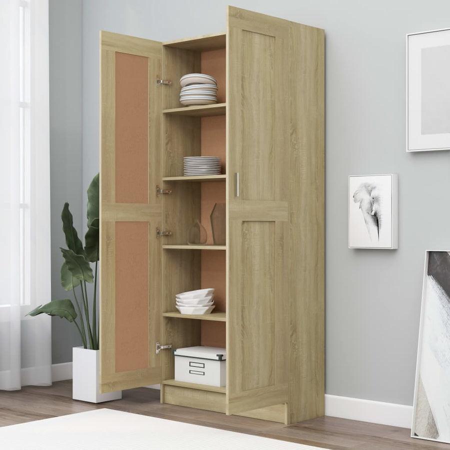 Boekenkast 82,5X30,5X85,5 Cm Spaanplaat Kleur 82.5 x 30.5 x 185.5 cm Sonoma eiken