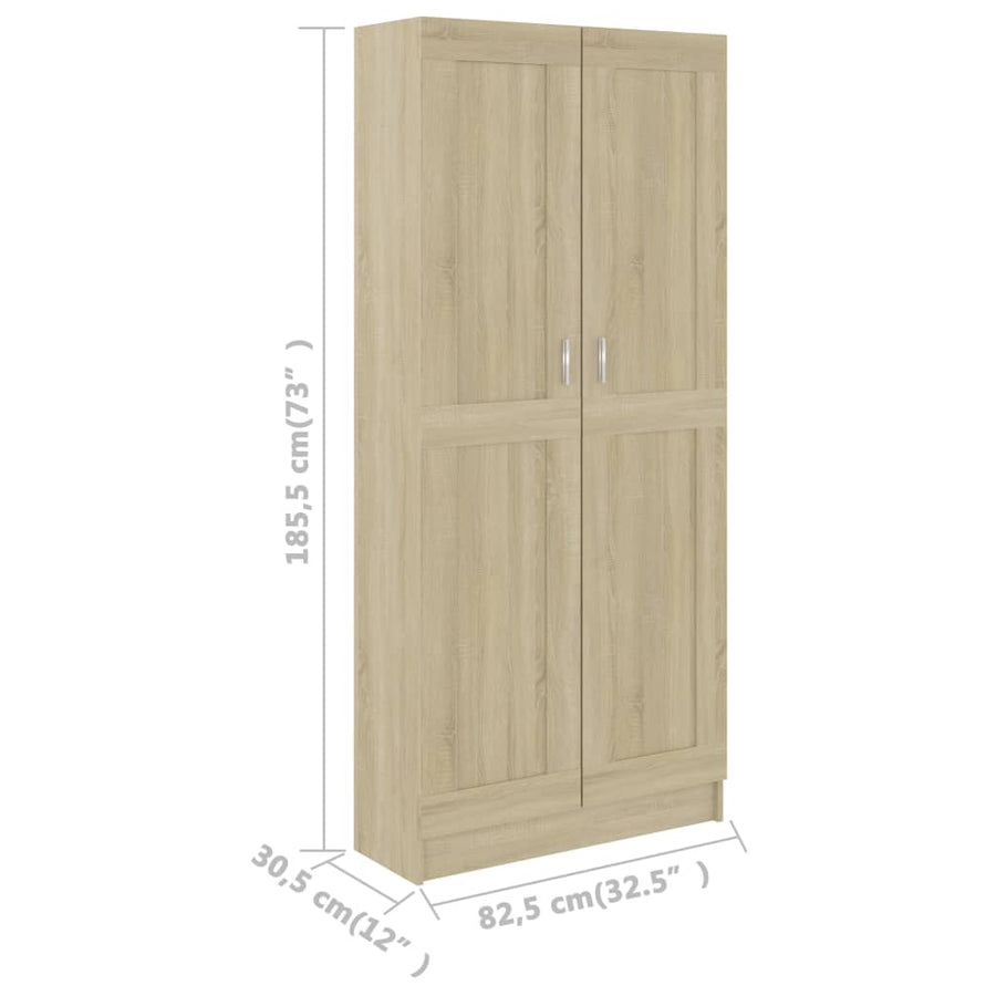 Boekenkast 82,5X30,5X85,5 Cm Spaanplaat Kleur 82.5 x 30.5 x 185.5 cm Sonoma eiken
