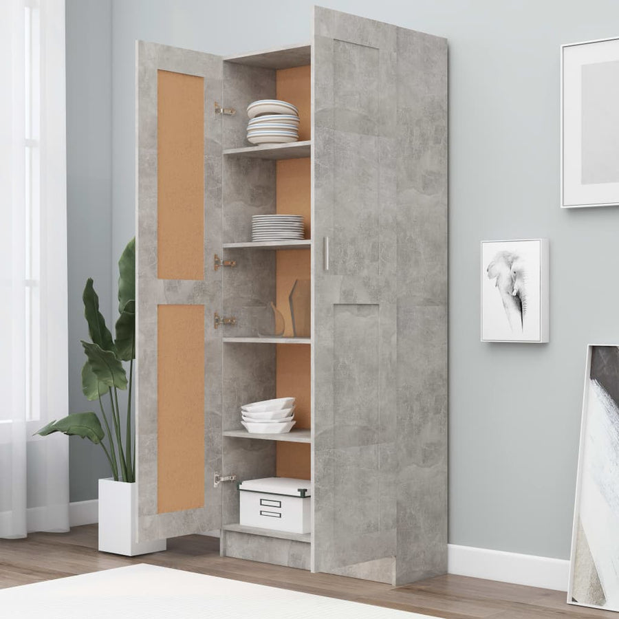 Boekenkast 82,5X30,5X85,5 Cm Spaanplaat 82.5 x 30.5 x 185.5 cm Betongrijs