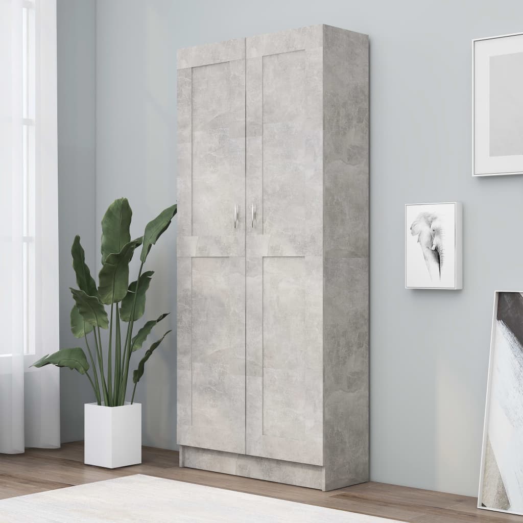Boekenkast 82,5X30,5X85,5 Cm Spaanplaat 82.5 x 30.5 x 185.5 cm Betongrijs
