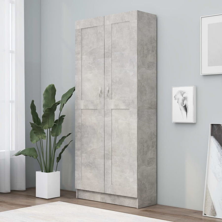 Boekenkast 82,5X30,5X85,5 Cm Spaanplaat 82.5 x 30.5 x 185.5 cm Betongrijs