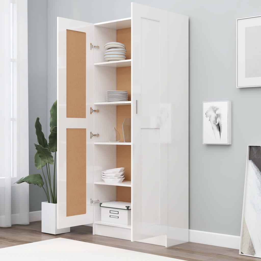 Boekenkast 82,5X30,5X85,5 Cm Spaanplaat 82.5 x 30.5 x 185.5 cm Hoogglans wit