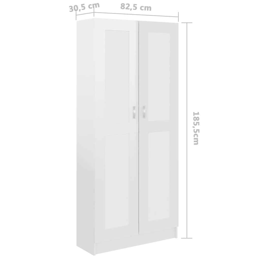 Boekenkast 82,5X30,5X85,5 Cm Spaanplaat 82.5 x 30.5 x 185.5 cm Hoogglans wit