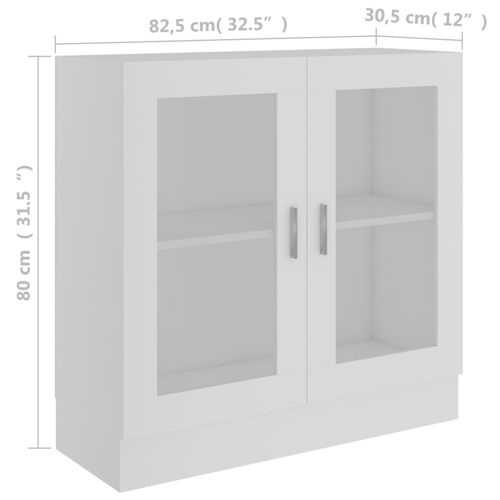Vitrinekast 82,5X30,5X80 Cm Bewerkt Hout 82.5 x 30.5 x 80 cm Wit