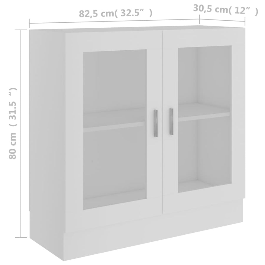 Vitrinekast 82,5X30,5X80 Cm Bewerkt Hout 82.5 x 30.5 x 80 cm Wit