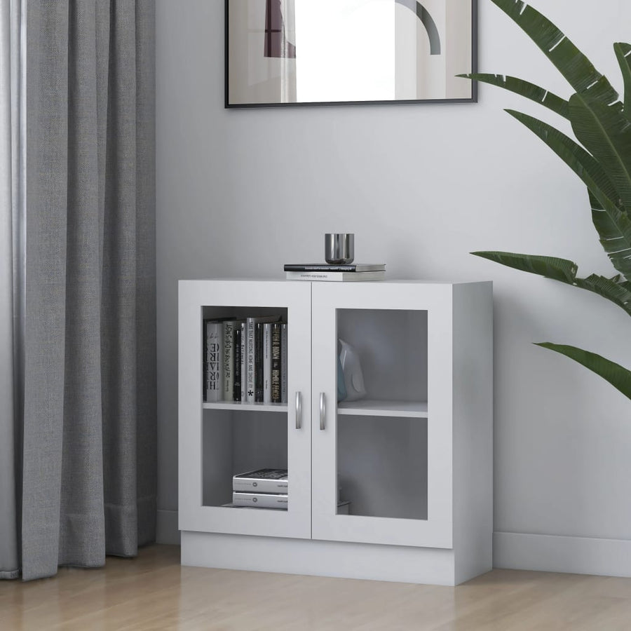 Vitrinekast 82,5X30,5X80 Cm Bewerkt Hout 82.5 x 30.5 x 80 cm Wit