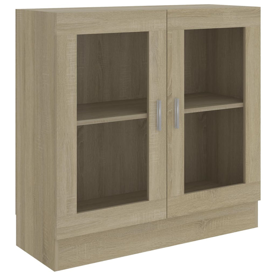 Vitrinekast 82,5x30,5x80 cm spaanplaat sonoma eikenkleurig 82.5 x 30.5 x 80 cm Sonoma eiken