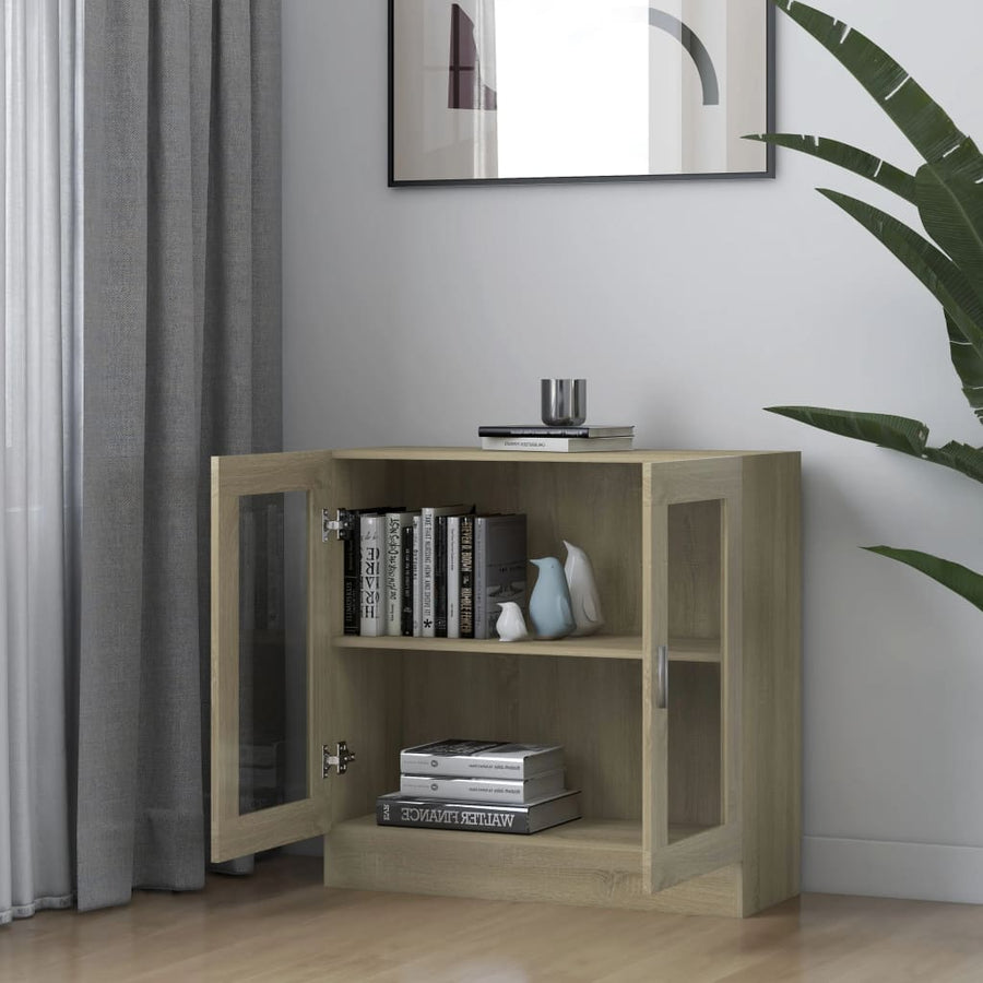 Vitrinekast 82,5x30,5x80 cm spaanplaat sonoma eikenkleurig 82.5 x 30.5 x 80 cm Sonoma eiken