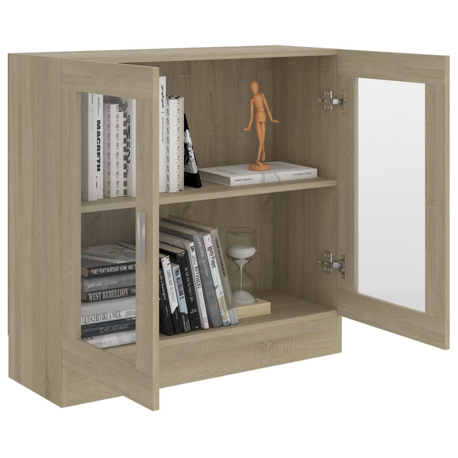 Vitrinekast 82,5x30,5x80 cm spaanplaat sonoma eikenkleurig 82.5 x 30.5 x 80 cm Sonoma eiken