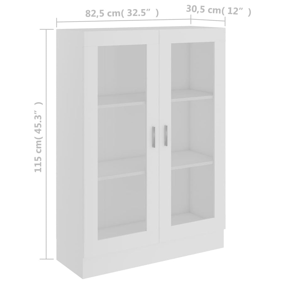 Vitrinekast 82,5X30,5X5 Cm Spaanplaat 82.5 x 30.5 x 115 cm Wit