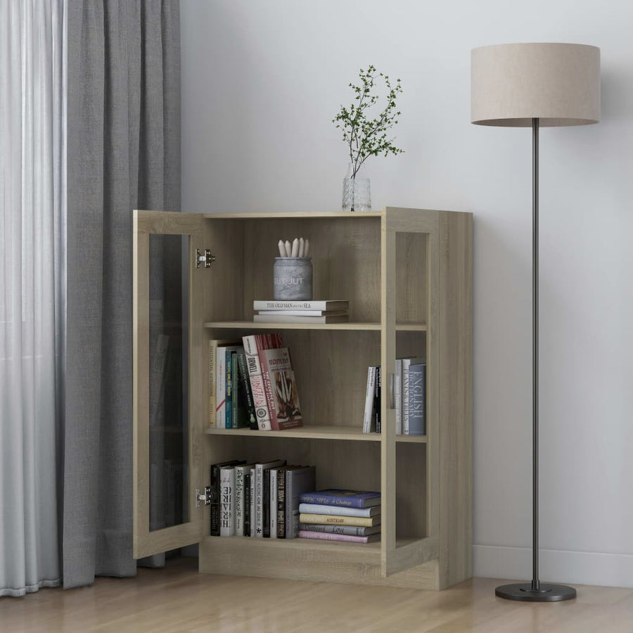 Vitrinekast 82,5x30,5x115 cm spaanplaat sonoma eikenkleurig 82.5 x 30.5 x 115 cm Sonoma eiken