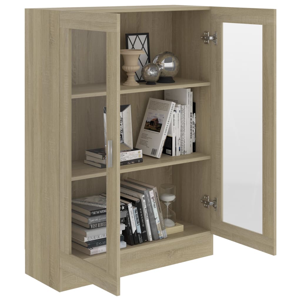 Vitrinekast 82,5x30,5x115 cm spaanplaat sonoma eikenkleurig 82.5 x 30.5 x 115 cm Sonoma eiken
