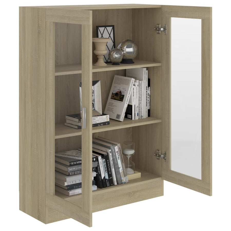 Vitrinekast 82,5x30,5x115 cm spaanplaat sonoma eikenkleurig 82.5 x 30.5 x 115 cm Sonoma eiken