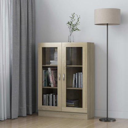 Vitrinekast 82,5x30,5x115 cm spaanplaat sonoma eikenkleurig 82.5 x 30.5 x 115 cm Sonoma eiken