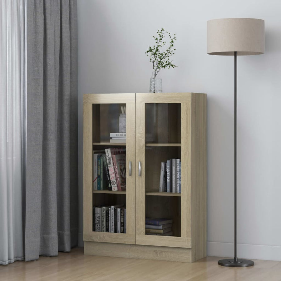 Vitrinekast 82,5x30,5x115 cm spaanplaat sonoma eikenkleurig 82.5 x 30.5 x 115 cm Sonoma eiken
