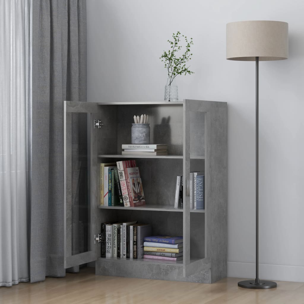 Vitrinekast 82,5x30,5x115 cm spaanplaat betongrijs 82.5 x 30.5 x 115 cm Betongrijs