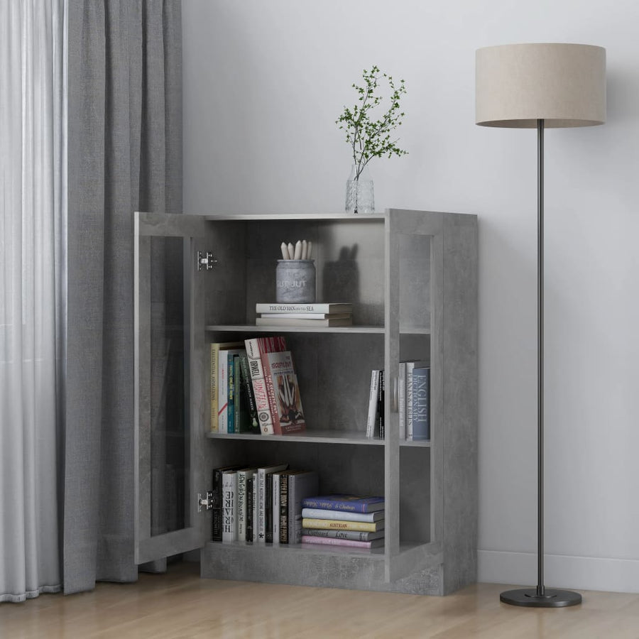 Vitrinekast 82,5x30,5x115 cm spaanplaat betongrijs 82.5 x 30.5 x 115 cm Betongrijs