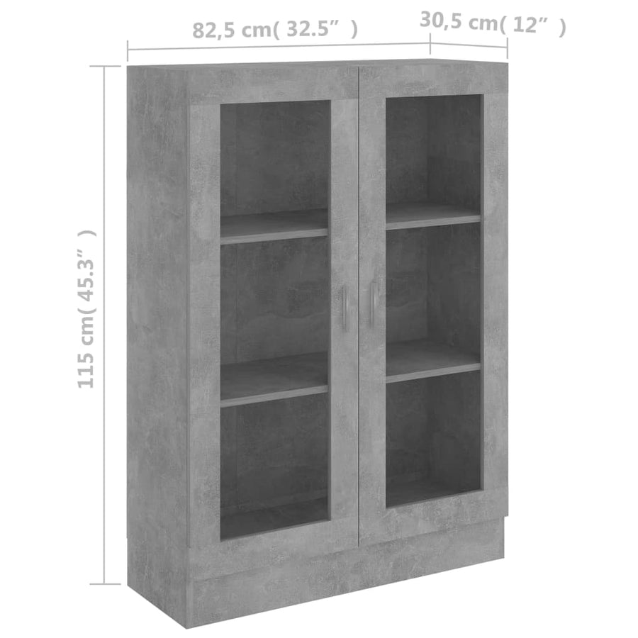 Vitrinekast 82,5x30,5x115 cm spaanplaat betongrijs 82.5 x 30.5 x 115 cm Betongrijs
