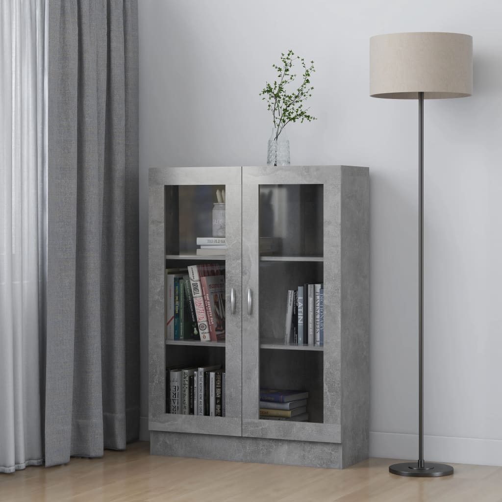 Vitrinekast 82,5x30,5x115 cm spaanplaat betongrijs 82.5 x 30.5 x 115 cm Betongrijs