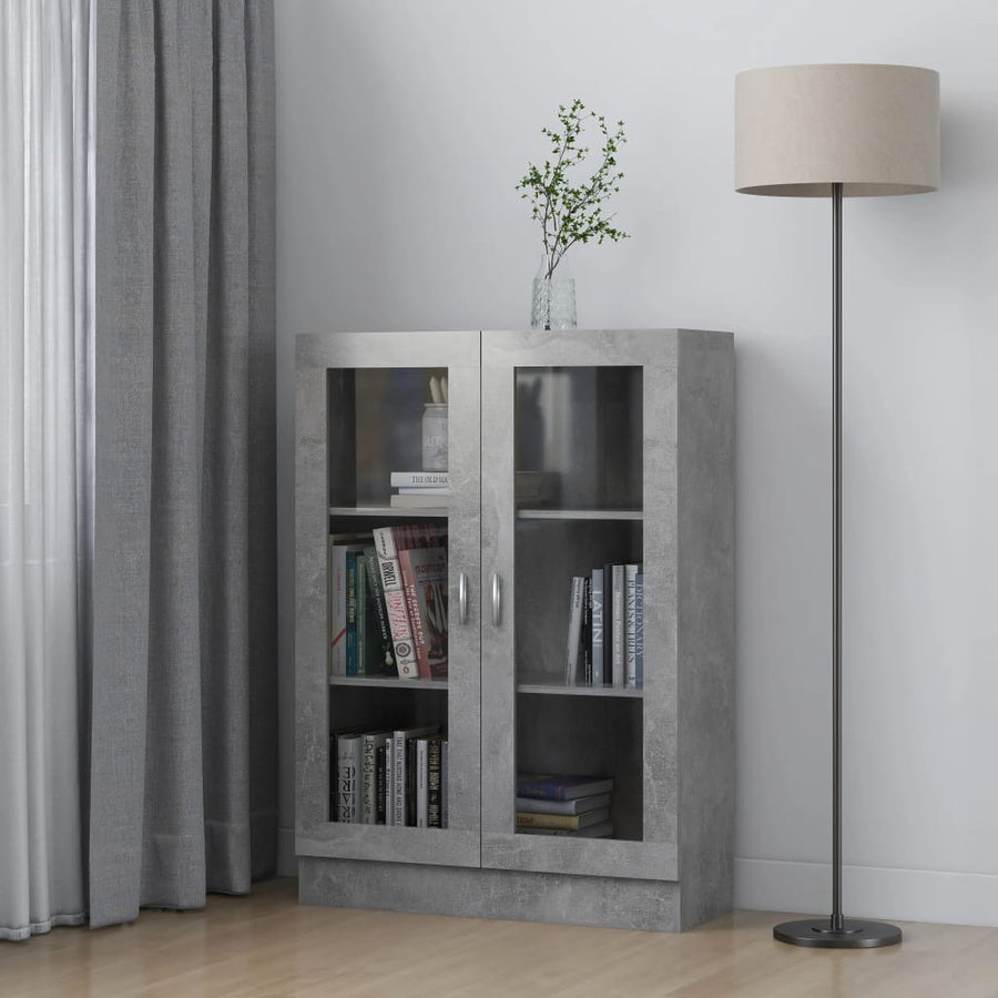 Vitrinekast 82,5x30,5x115 cm spaanplaat betongrijs 82.5 x 30.5 x 115 cm Betongrijs