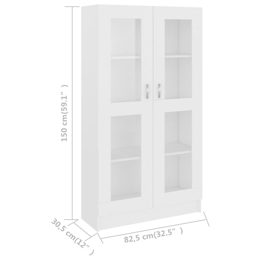 Vitrinekast 82,5x30,5x150 cm spaanplaat wit 82.5 x 30.5 x 150 cm Wit