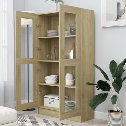 Vitrinekast 82,5x30,5x150 cm spaanplaat sonoma eikenkleurig 82.5 x 30.5 x 150 cm Sonoma eiken
