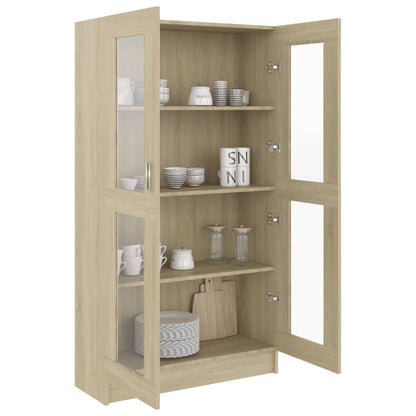 Vitrinekast 82,5x30,5x150 cm spaanplaat sonoma eikenkleurig 82.5 x 30.5 x 150 cm Sonoma eiken
