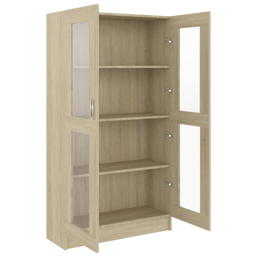 Vitrinekast 82,5x30,5x150 cm spaanplaat sonoma eikenkleurig 82.5 x 30.5 x 150 cm Sonoma eiken