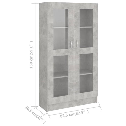 Vitrinekast 82,5x30,5x150 cm spaanplaat betongrijs 82.5 x 30.5 x 150 cm Betongrijs