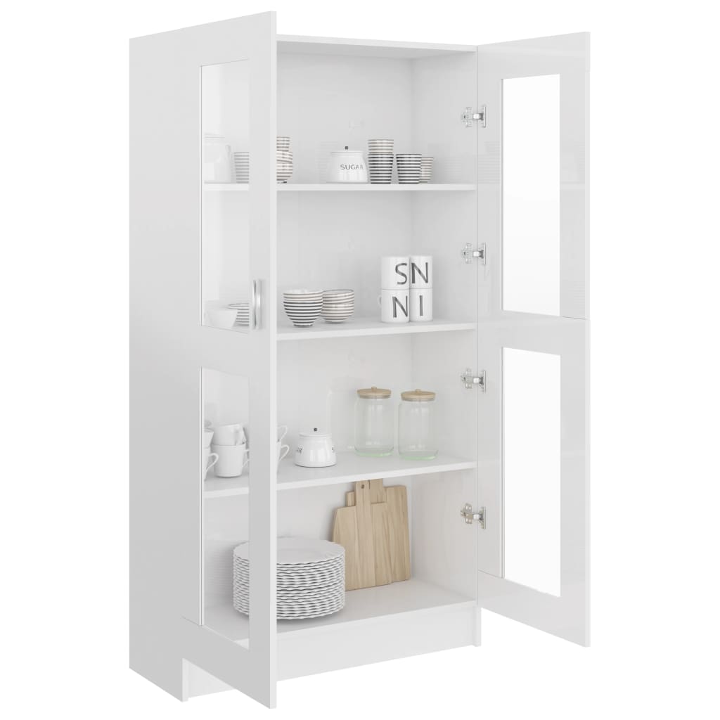 Vitrinekast 82,5x30,5x150 cm spaanplaat hoogglans wit 82.5 x 30.5 x 150 cm Hoogglans wit