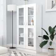 Vitrinekast 82,5x30,5x150 cm spaanplaat hoogglans wit