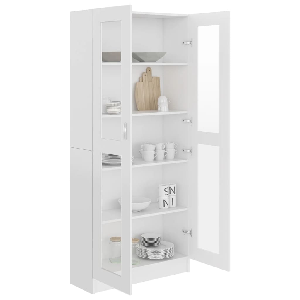 Vitrinekast 82,5X30,5X85,5 Cm Spaanplaat 82.5 x 30.5 x 185.5 cm Wit