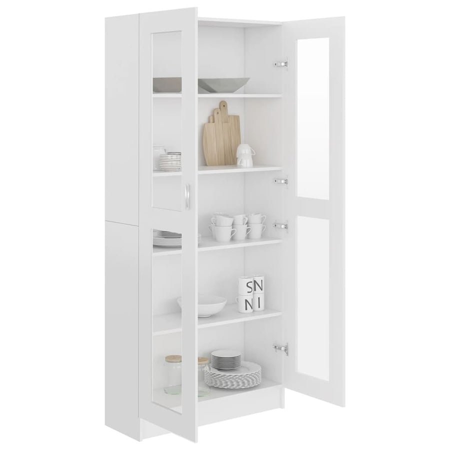 Vitrinekast 82,5X30,5X85,5 Cm Spaanplaat 82.5 x 30.5 x 185.5 cm Wit
