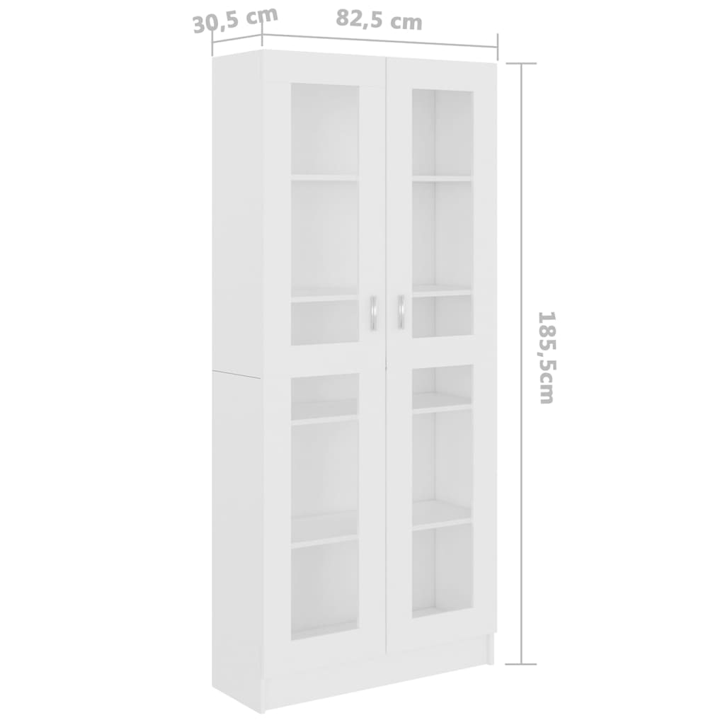 Vitrinekast 82,5X30,5X85,5 Cm Spaanplaat 82.5 x 30.5 x 185.5 cm Wit