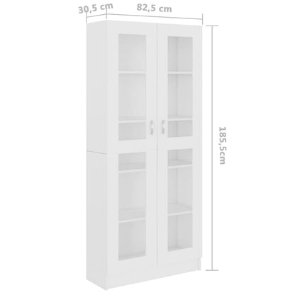 Vitrinekast 82,5X30,5X85,5 Cm Spaanplaat 82.5 x 30.5 x 185.5 cm Wit